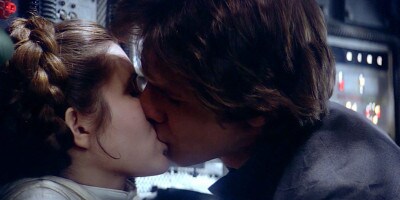 Han and Leia kiss in The Empire Strikes Back