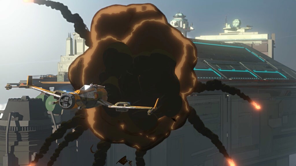 Kaz destroys Vonreg in Star Wars Resistance.