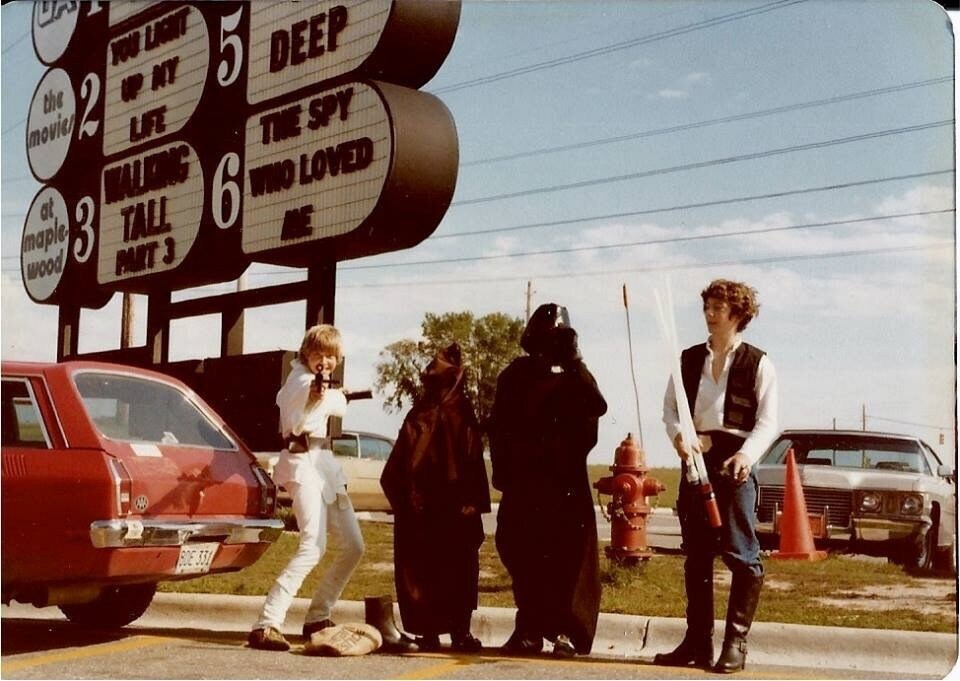 A vintage photo shows Tom Rehn as a kid still dressed as Luke Skywalker.