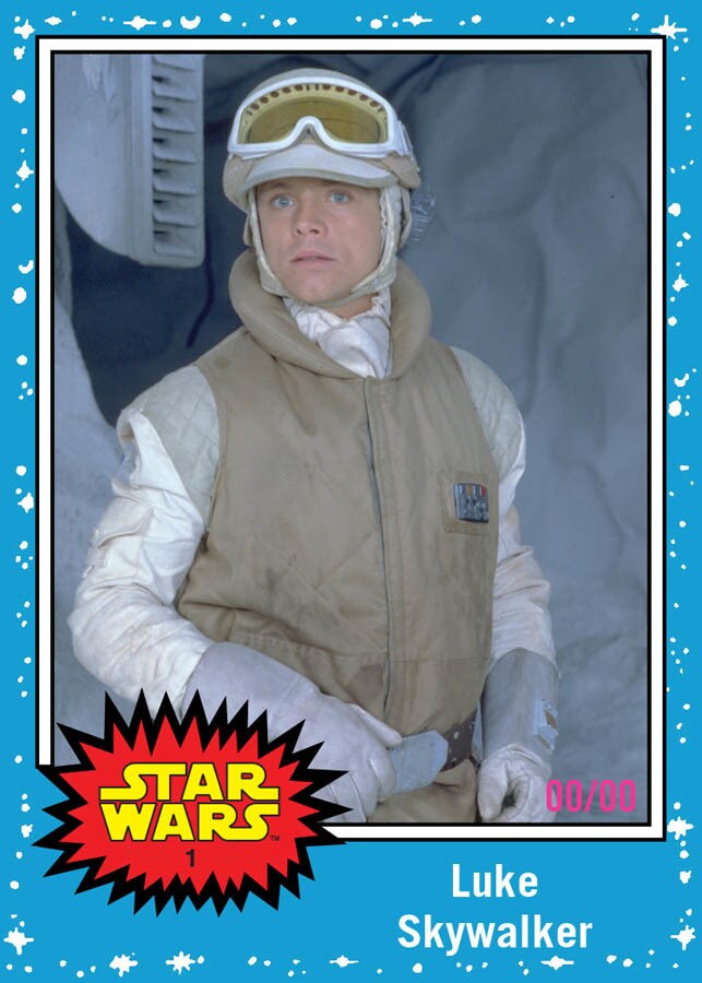 A Topps trading card featuring Luke Skywalker on Hoth.