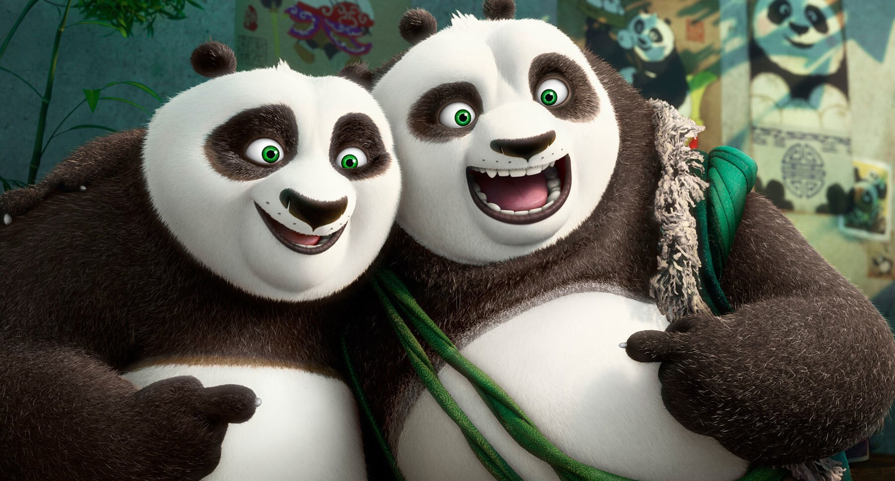 Pandas Po (Jack Black) and Li (Bryan Cranston) in the movie "Kung Fu Panda 3"