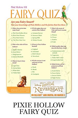 Tinker Bell and the Legend of the NeverBeast Activity - Fairy Quiz