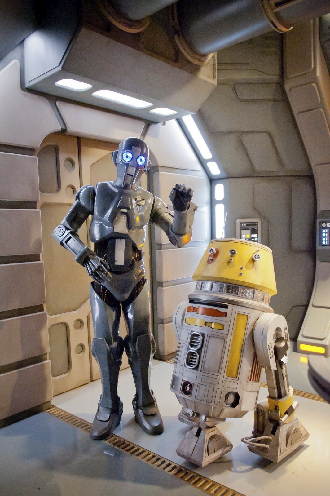 The hilarious new droid duo of AD-3 (voiced by Mary Holland) and LX-R5.