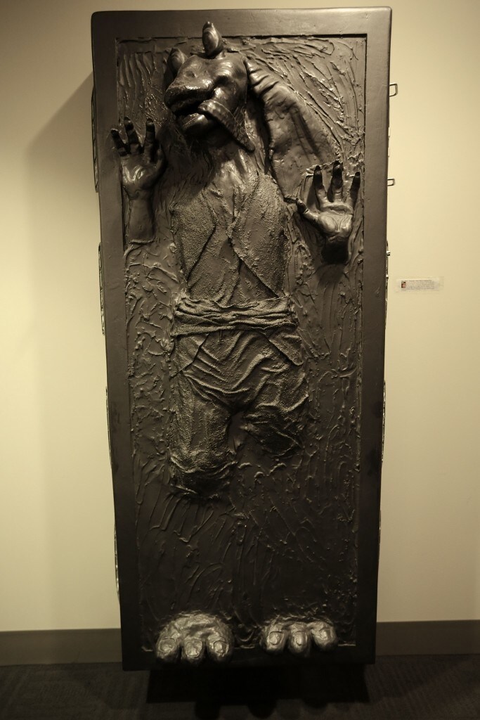 Jar Jar Binks frozen in carbonite at Lucasfilm