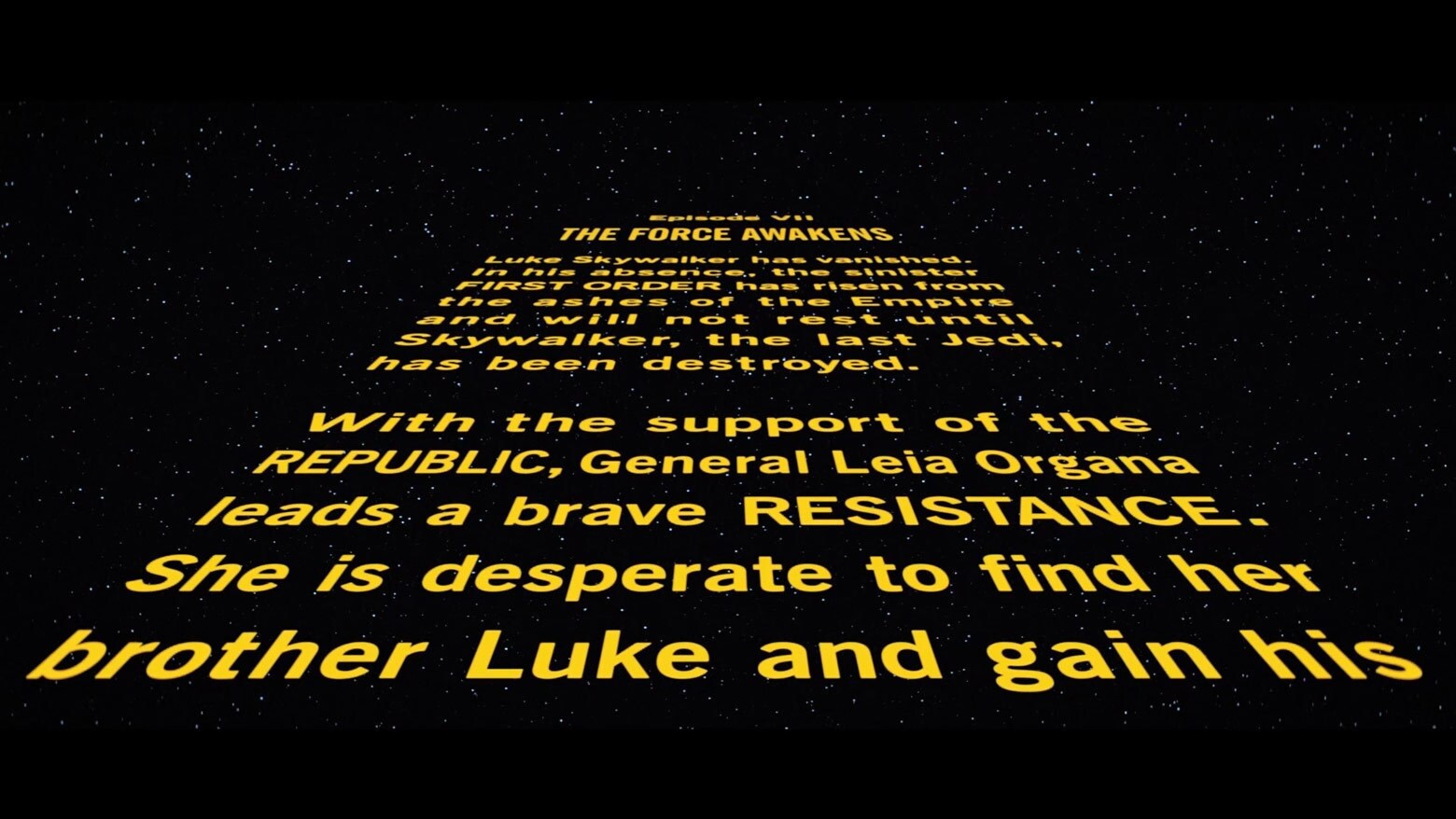 Star Wars: Episode VII The Force Awakens Opening Crawl