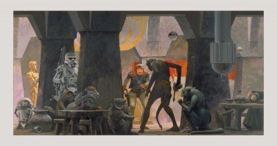 Mos Eisley cantina standoff by Ralph McQuarrie. Concept art for A New Hope.