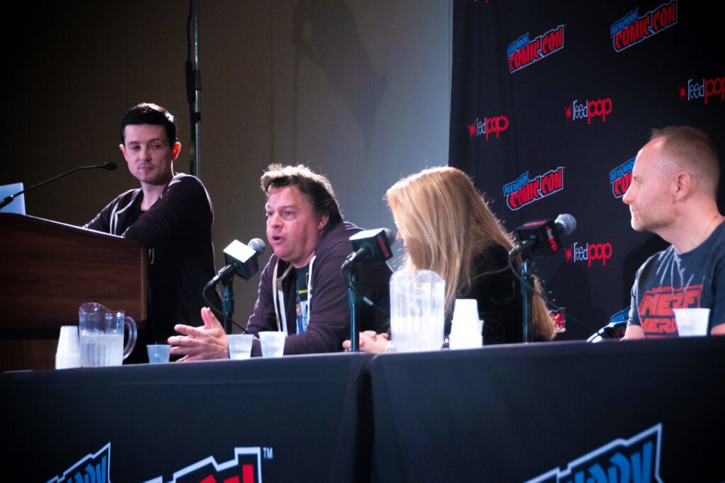 Jordan Hembrough speaks at the Our Star Wars Stories panel at NYCC 2018.