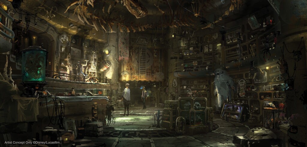 Concept art of Dok-Ondar's Den of Antiquities, home of rare Jedi artifacts and more. (Disney Parks)