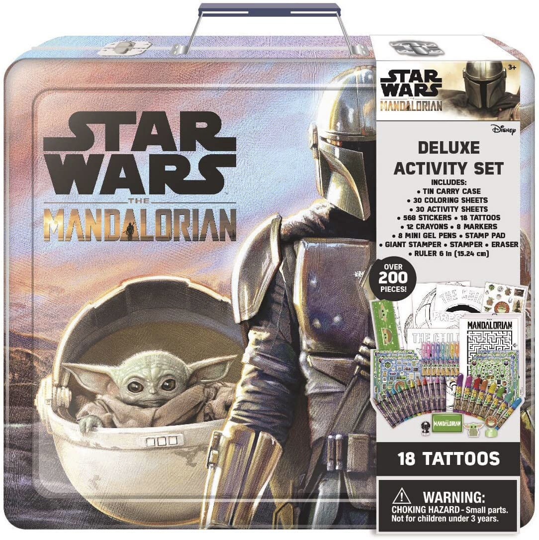  Innovative Designs Star Wars Baby Yoda Mandalorian Kids  Coloring Set 30 Pc. w/Stickers & Pencil Case : Toys & Games