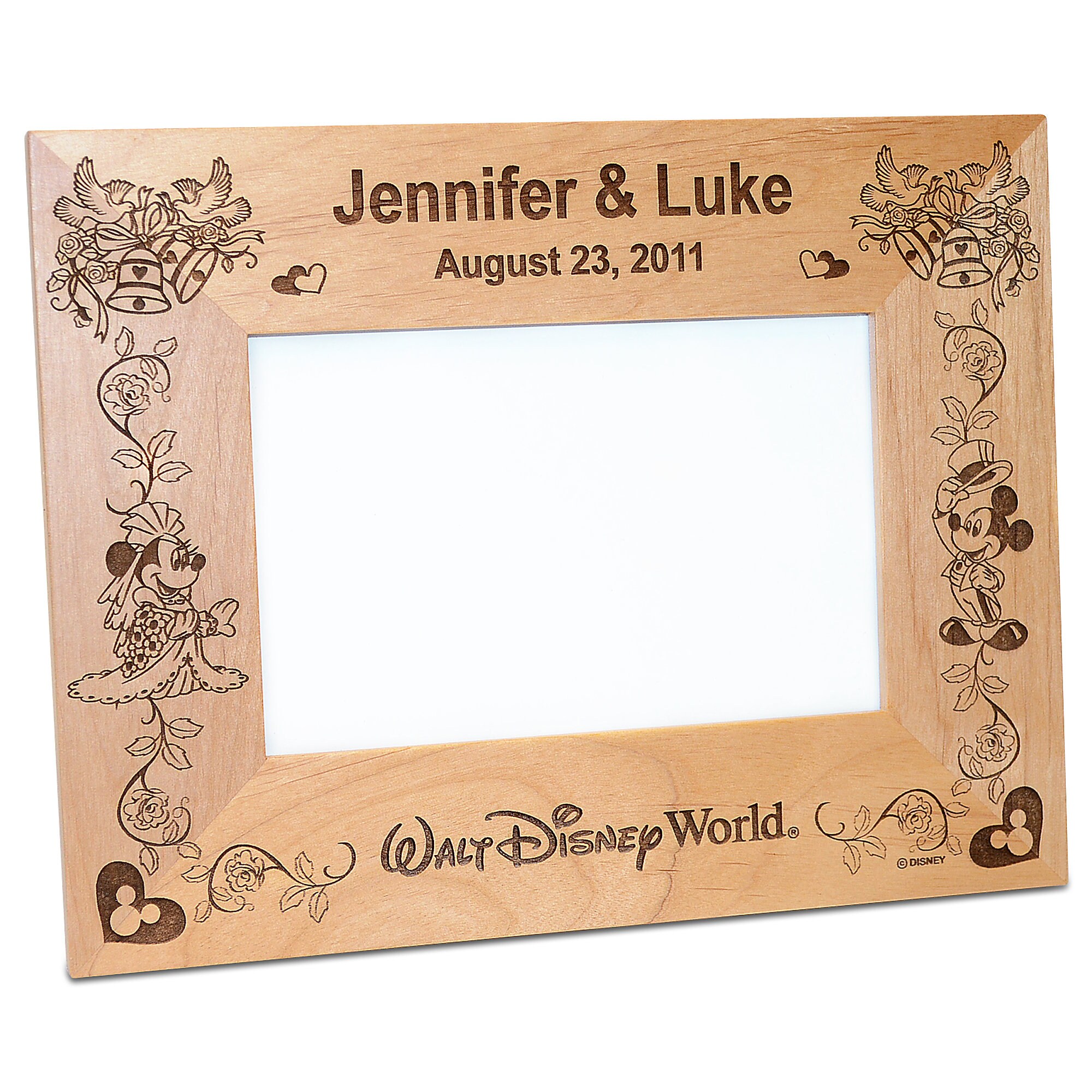 Walt Disney World Minnie and Mickey Mouse Wedding Photo Frame by Arribas - Personalizable