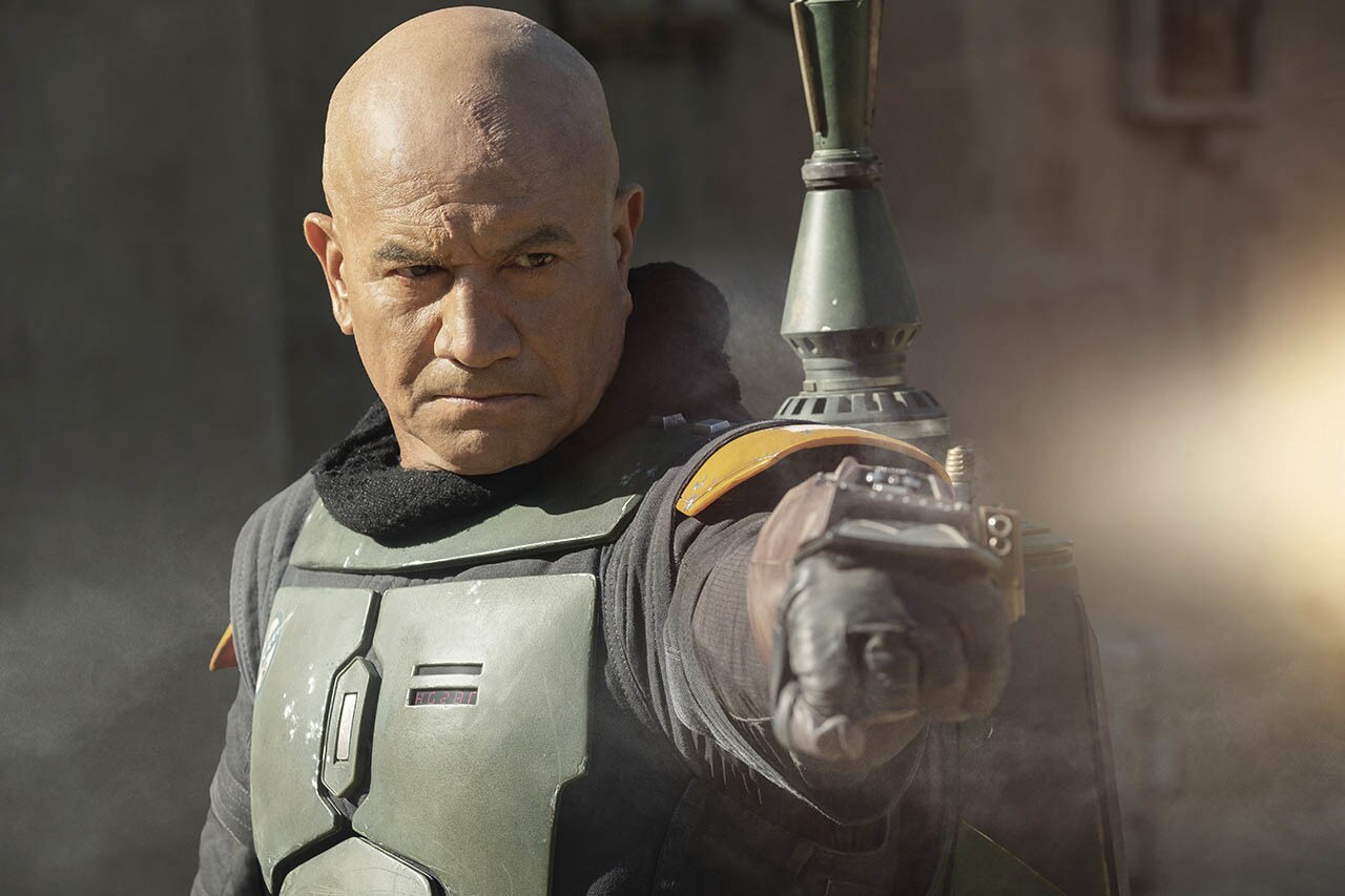 Boba Fett (Temuera Morrison) in Lucasfilm's THE BOOK OF BOBA FETT, exclusively on Disney+. © 2021 Lucasfilm Ltd. & ™. All Rights Reserved.