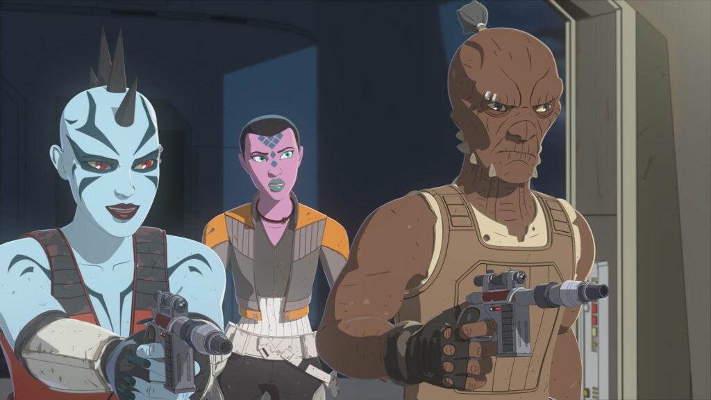 Valik, Synara, and Drell in Star Wars Resistance.