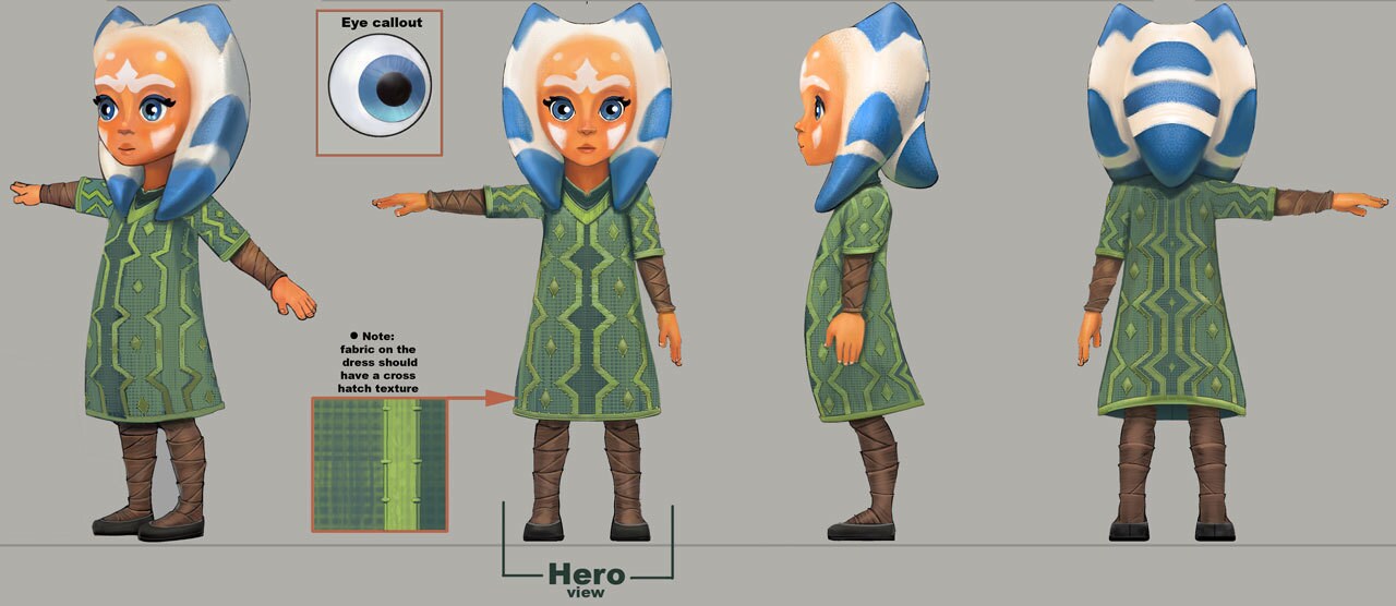 Ahsoka as a youngling; character design illustration by Tara Rueping.