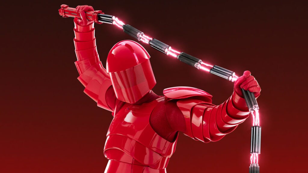 An Elite Praetorian Guard wields a Bilari electro-chain whip.