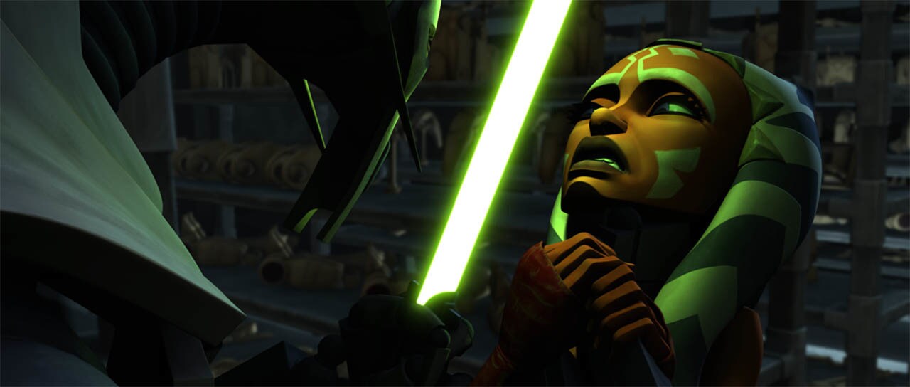 Ahsoka and Grievous fight in a final frame from "Duel of the Droids."