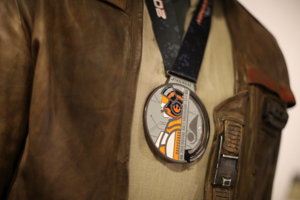 A Star Wars Virtual Half Marathon medal.