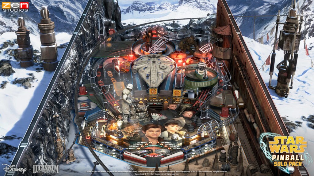 A screenshot of the Solo table from the Star Wars Pinball: Solo Pack.