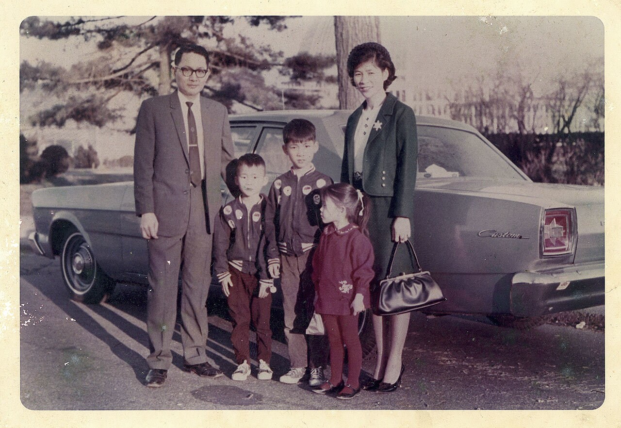 The Chiang family in 1968, newly arrived in the U.S.