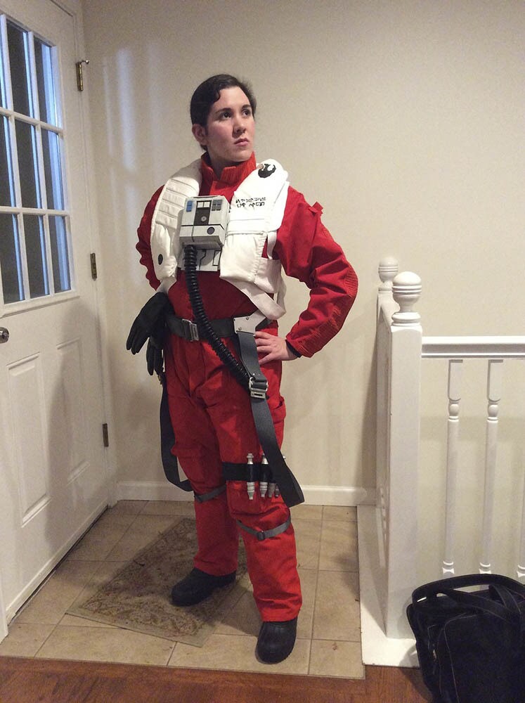 Caitlin Jacques with X-wing pilot attire