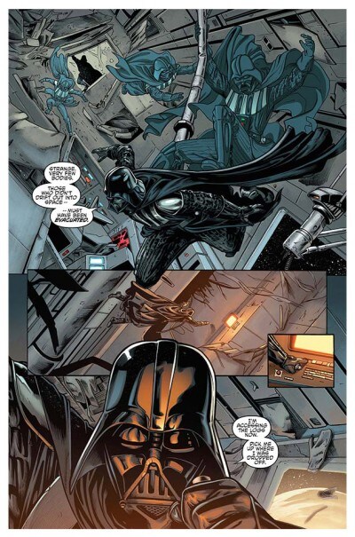 Darth Vader in an abandoned ship in a panel from Star Wars: Darth Vader and the Ninth Assassin #3.
