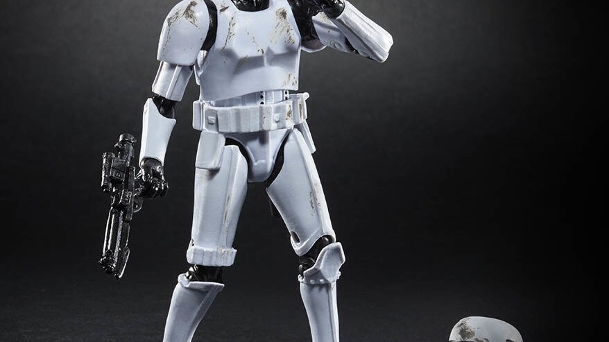 Hasbro's The Black Series Luke Skywalker in stormtrooper armor.