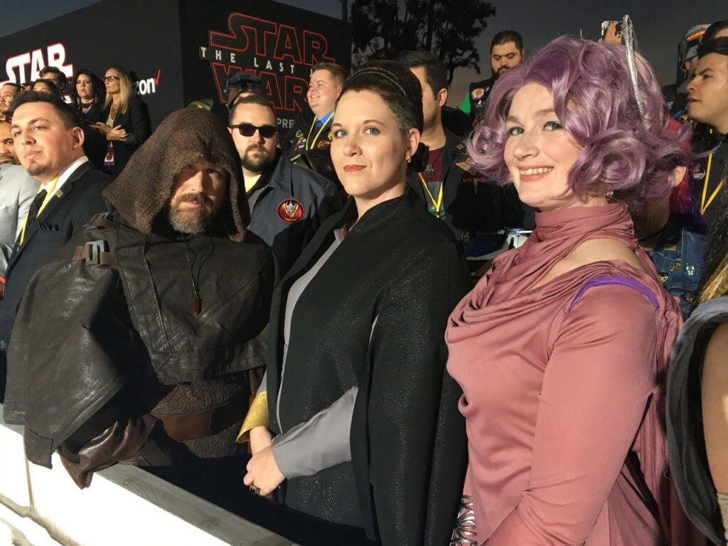 Fans cosplay at the premiere of Star Wars: The Last Jedi.