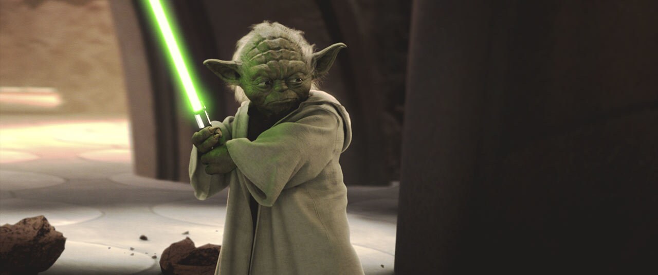 The final process of digitally making Yoda fight Count Dooku in Star Wars: Attack of the Clones