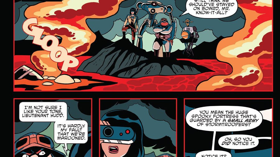 Lina leads her rebel crew on Mustafar in Tales from Vader's Castle #1.