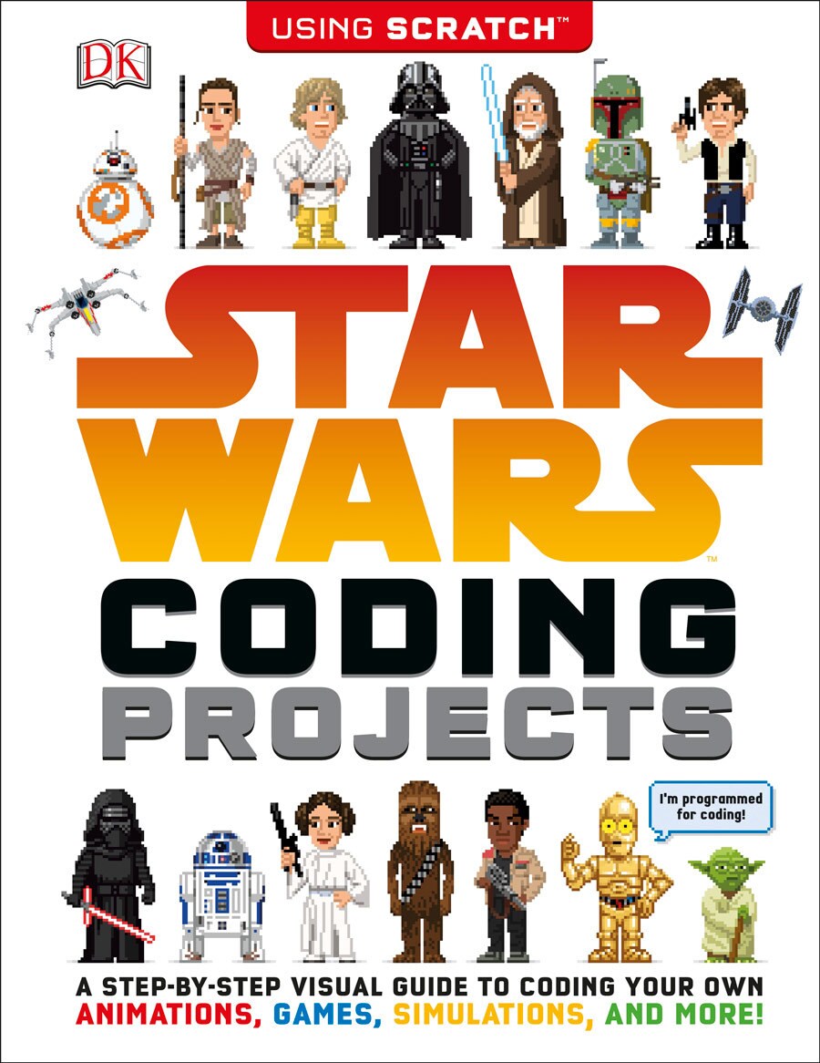 The cover of Star Wars Coding Projects features digitized art of Star Wars characters.