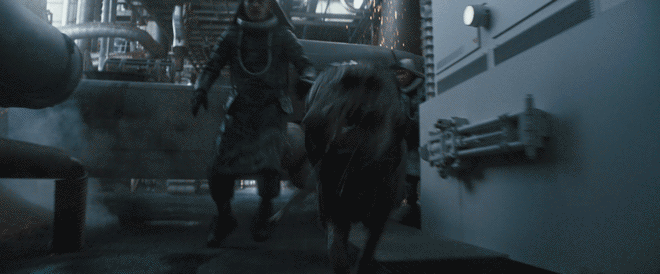 An animated gif depicting Rebolt running with his Corellian hounds in Solo: A Star Wars Story.