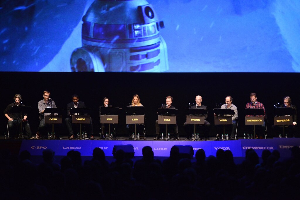 LOS ANGELES, CA - DECEMBER 18:  Jason Reitman, Stephen Merchant, Dennis Haysbert, Ellen Page, Jessica Alba, Aaron Paul, J.K. Simmons, Kevin Pollack, Rainn Wilson and Mark Hamill perform a live reading at the Film Independent Live Read: 