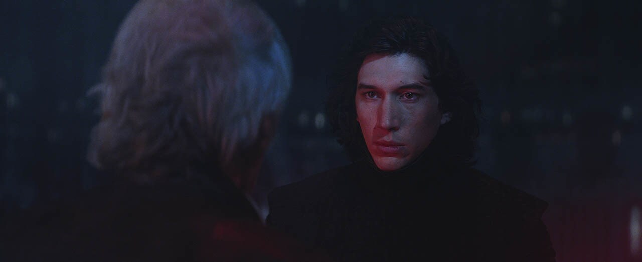 Han Solo and Kylo Ren talking in The Force Awakens