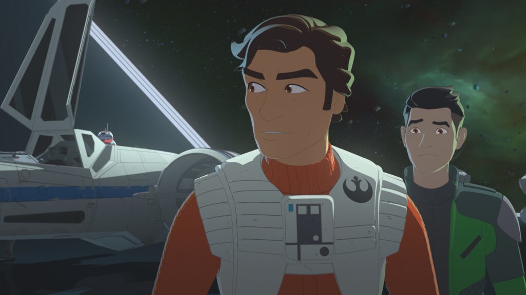 Kaz and Poe on Station Theta-Black in Star Wars Resistance.