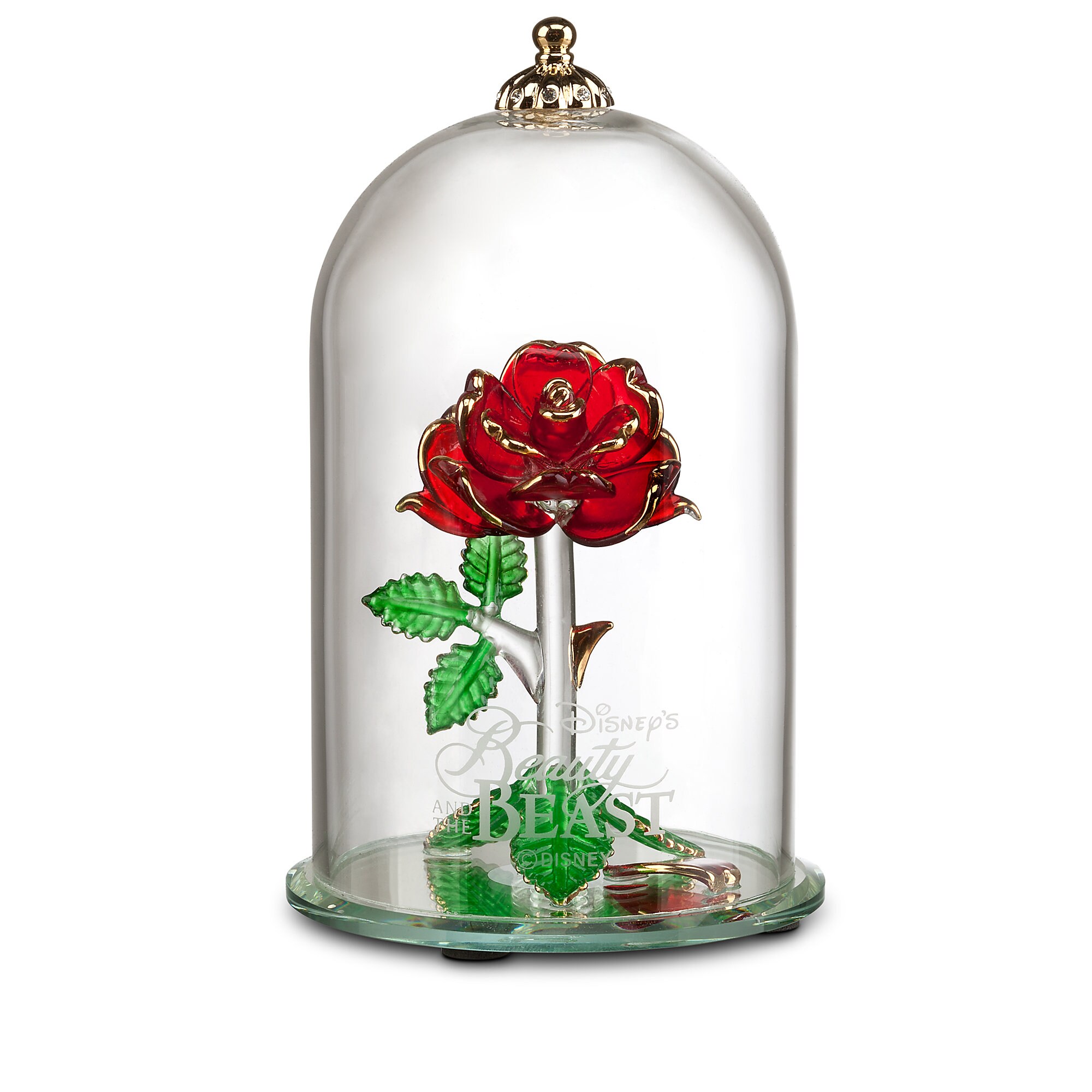 Beauty and the Beast Enchanted Rose Glass Sculpture by Arribas - Large