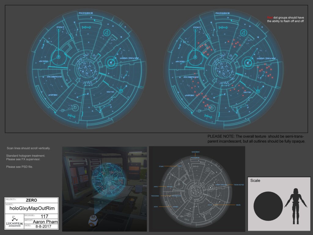 Concept design of galactic map for Star Wars Resistance.