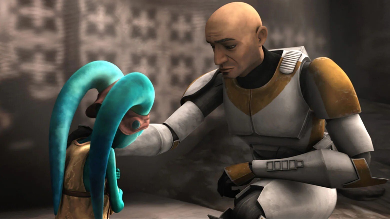 Waxer consoling Numa in The Clone Wars