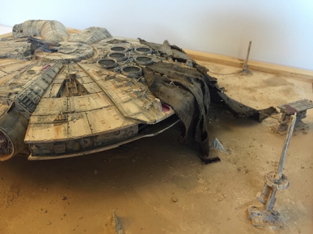 Close up of the Jakku Falcon Diorama