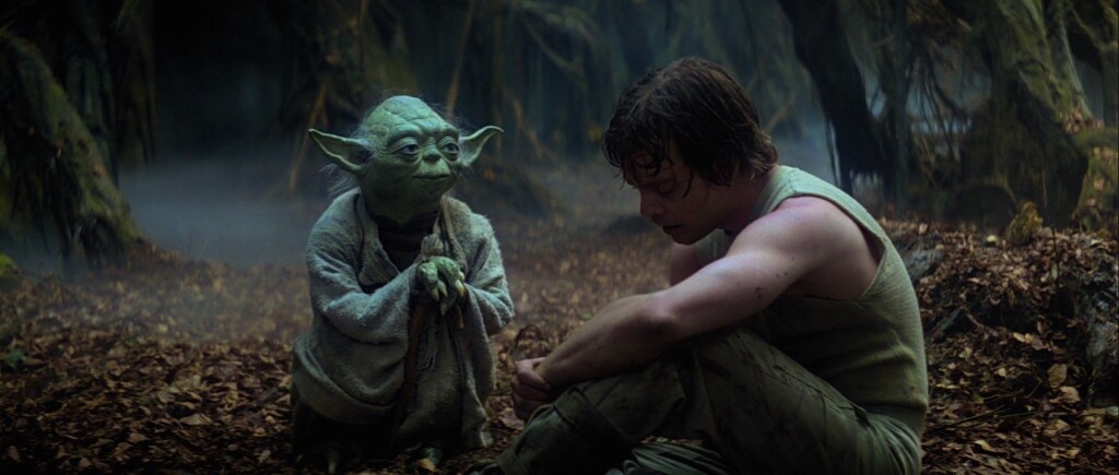 Luke and Yoda on Dagobah 