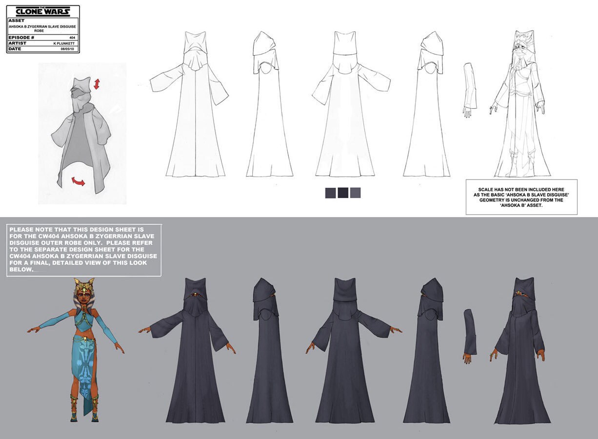 Ahsoka's concealing robes costume design