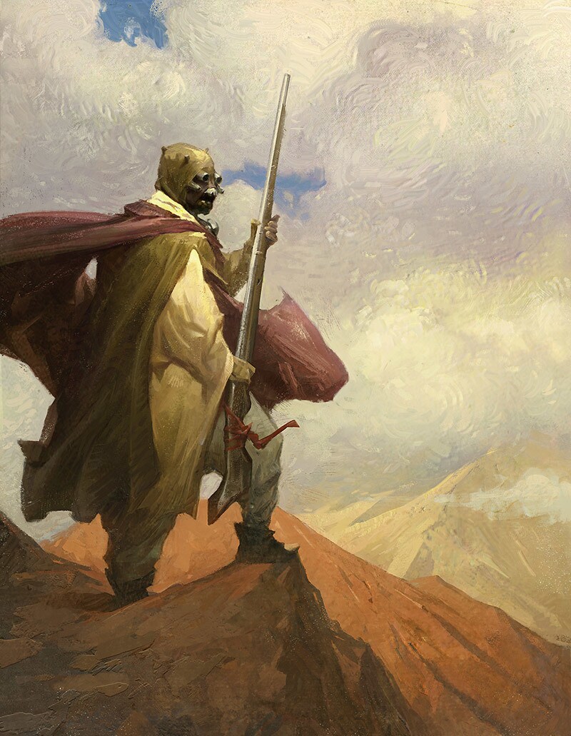 A Tusken raider is seen in an illustration featured in Star Wars Myths and Fables.