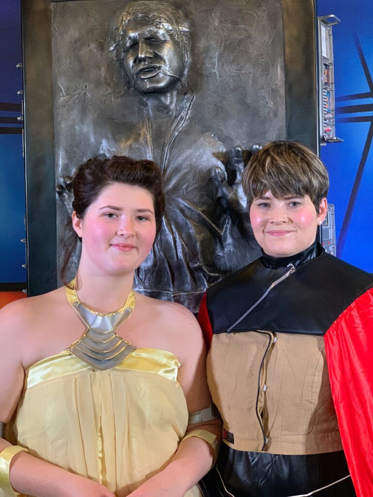 Erin and Sophia Murray cosplaying as Qi'ra and Padme Amidala