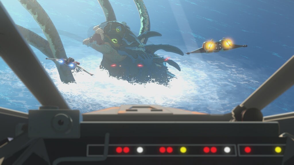 The rakkna attacks the Colossus in Star Wars Resistance.