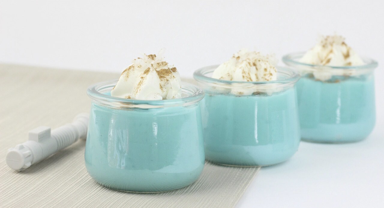 Blue milk pudding