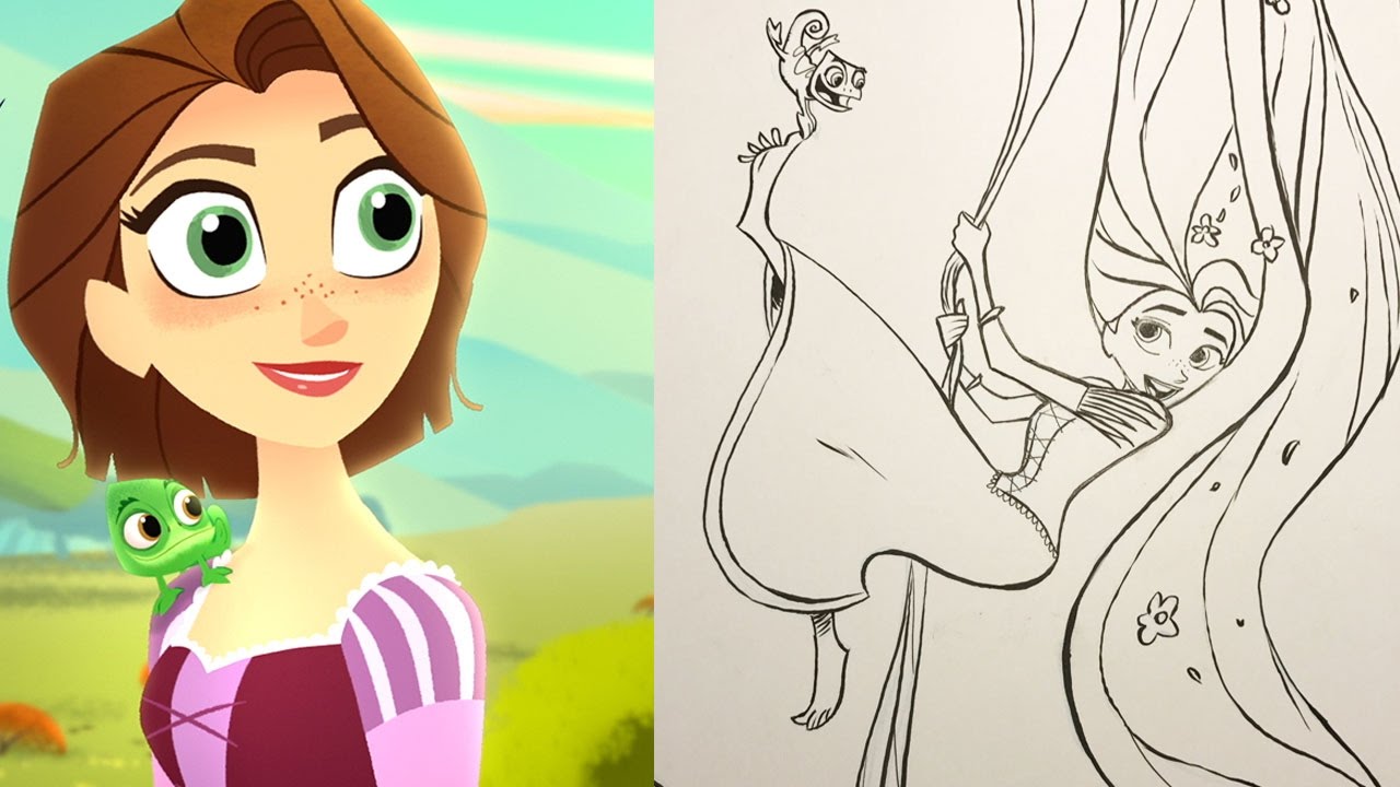 RAPUNZEL from Tangled Drawing, Coloring and Painting for Kids, Toddlers  👸🏼 How to Draw, Paint Easy - YouTube