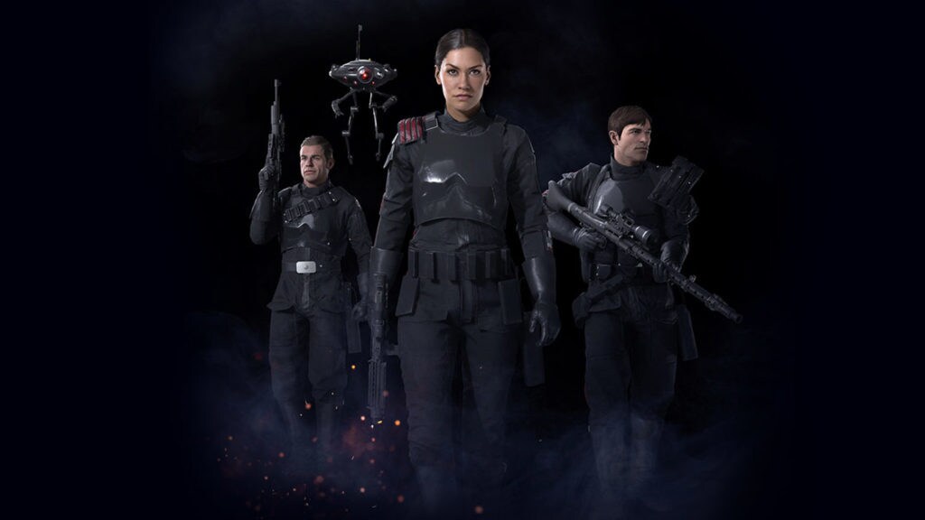 Iden Versio is flanked by Gideon Hask and Del Meeko.