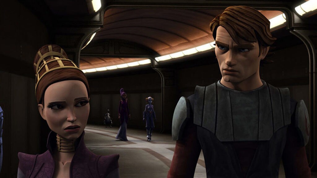 Padme and Anakin in The Clone Wars.