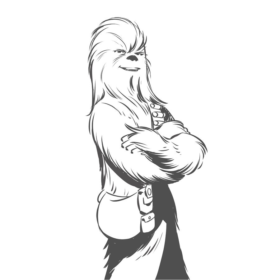Completed Chewbacca drawing with all sketch lines removed.