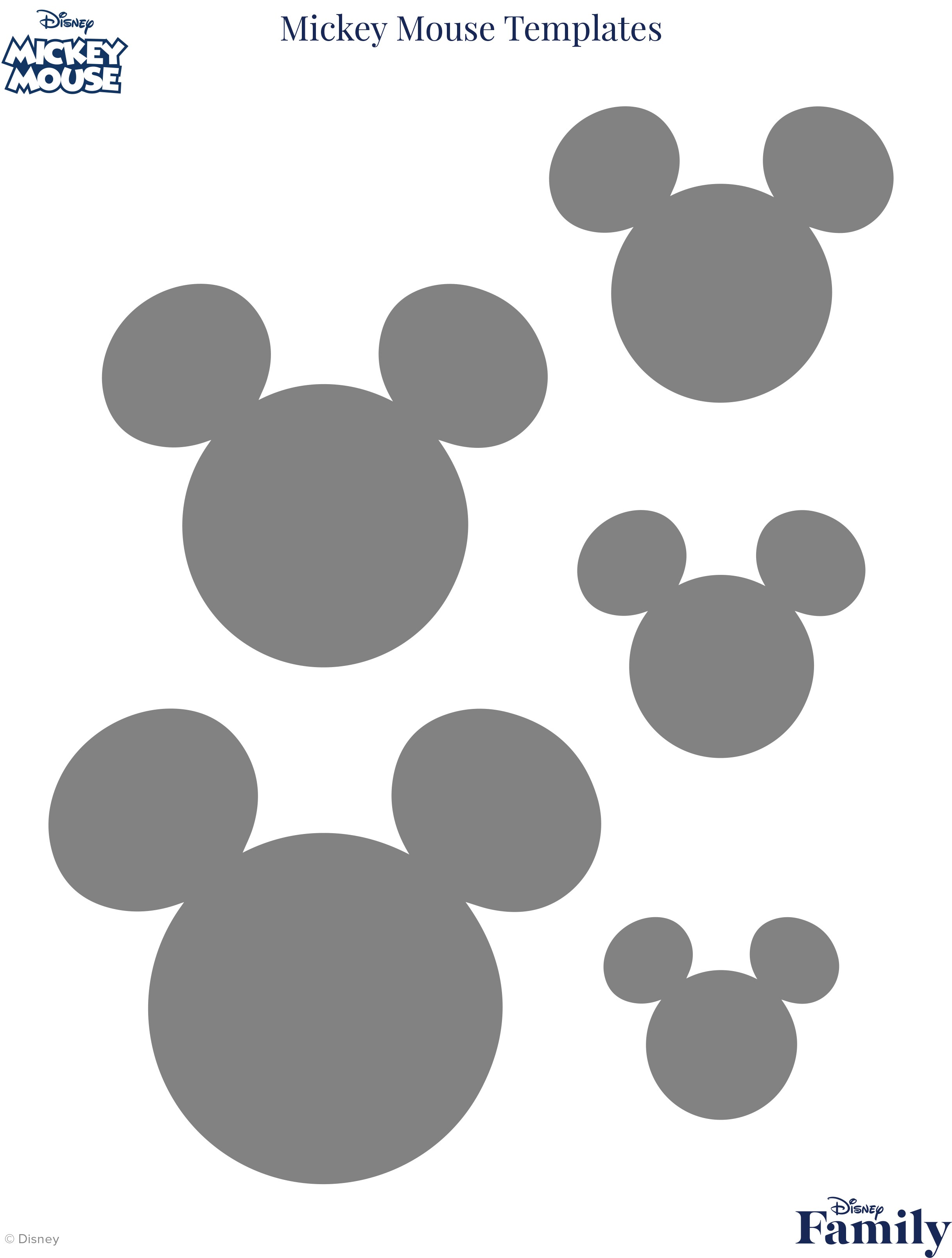 Different sized Mickey Mouse head shapes.
