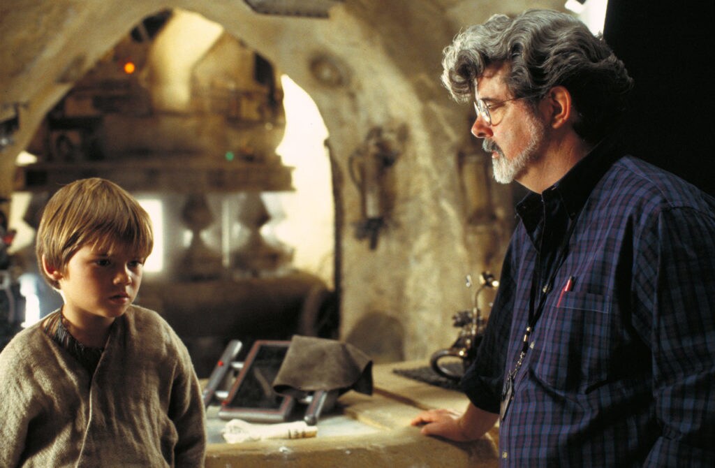George Lucas and Jake Lloyd on the set of The Phantom Menace.