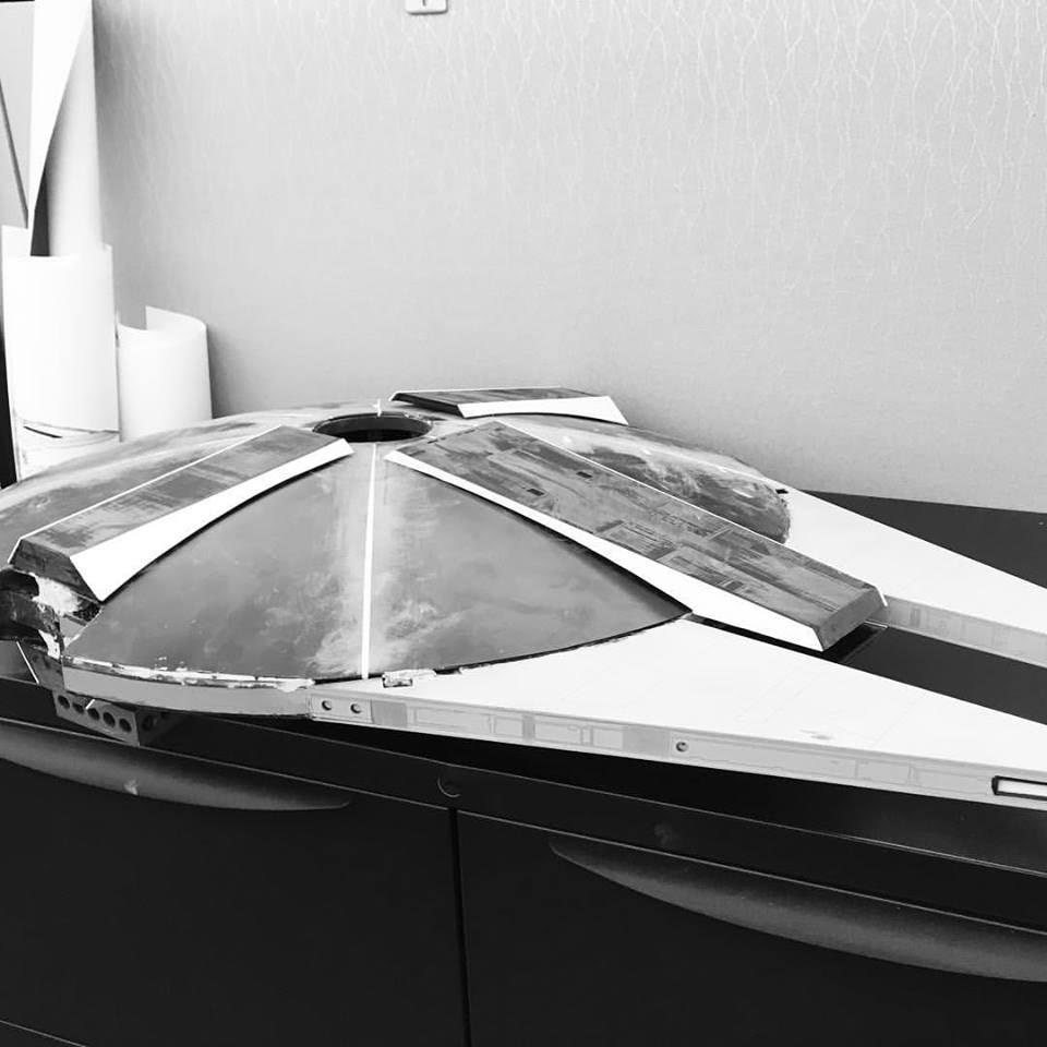 An incomplete fan-made model of the Millennium Falcon.